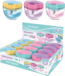 Puntenslijper Keyroad Tri Plus pastel, driegats met grote opvangbak