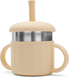 Siliconen beker 2-in-1 NEW BABY, beige