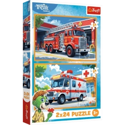 set puzzels 2×24 stukjes – brandweer en ambulance