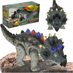 Interactieve triceratops-dinosaurus op batterijen met geluiden en lichtjes