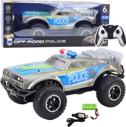 RC politieterreinwagen op afstandsbediening 1:8, zilver