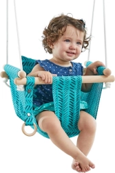 Textiele kinderhangschommel van 100% katoen, turquoise – 2Kids Toys