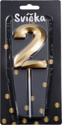 Feestkaars cijfer 2 goud
