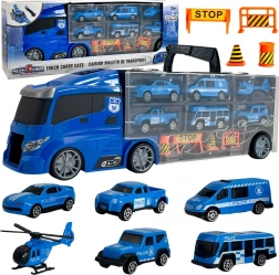 Vrachtwagen met transporter 3v1 Blauw Politie