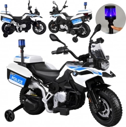 Kinder politieaccumotor BMW met zwaailicht en zadeltassen