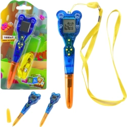 Elektronische pen met mini‑console 168-in-1 met koord, oranje‑blauw