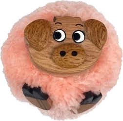 Houten magneetje met pompon – varken