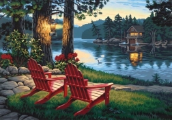 Norimpex diamond painting Zitten bij het meer 30 × 40 cm