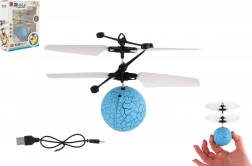 Vliegende helikopterbal met LED-licht en handpalmbesturing, USB-opladen, blauw