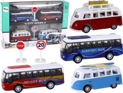 Speelgoedset: campers en bussen met vliegwiel 1:87, 4 stuks