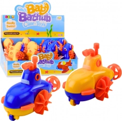 Opwindbaar badspeeltje duikboot geel-blauw