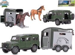 Kids Globe Farming Land Rover met paardentrailer pull-back
