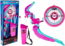 Boog met schild + 3 pijlen met zuignap roze