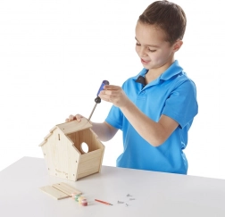 Creatieve set voor het maken van een vogelhuisje