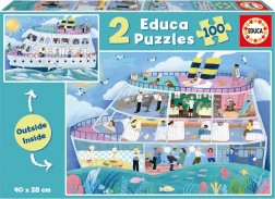 Educa puzzel Outside, Inside – rondvaartboot 2×100 stukjes