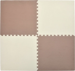 HUMBI schuimmat 120 × 120 cm – groot waterdicht puzzeltapijt, veilig voor kinderen, crème en koper, 4 stuks