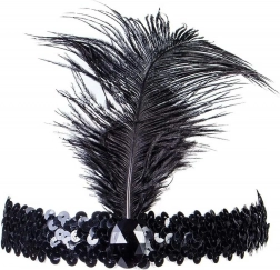 Bq84 hoofdband met veer en pailletten