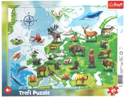 TREFL Puzzel Kaart van Europa met Dieren 25 stukken