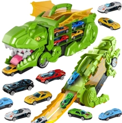 Woopie dinosaurus die auto's opeet met baan en autootjes, 13 onderdelen