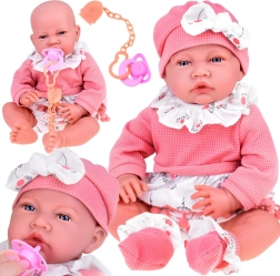 Interactieve babypop 45 cm – zacht lijfje en roze set met fopspeen