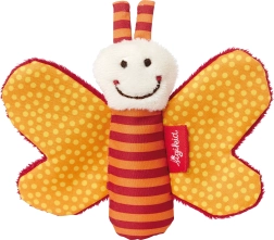 Sigikid eerste knuffeltje vlinder met knisperlabel oranje