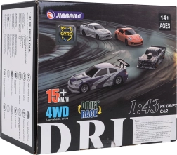 Oranje R/C-driftwagen op schaal 1:43 met accessoires