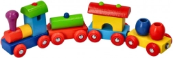 Goki gekleurde houten trein met magnetische wagons