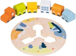 goki rijg-houten treintje met vijf wagonnetjes