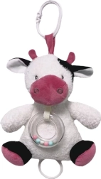 Muziekdoosje koe wit-bordeaux 18 cm