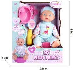 Babypop 29 cm met accessoires en potje
