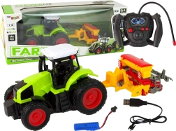 Kinder RC tractor met pers 1:16 groen