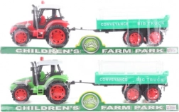 Kunststof tractor met vliegwiel en aanhanger 32 cm