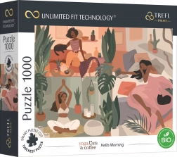 Puzzle TREFL UFT Yoga, Cats & Coffee Goedemorgen 1000 stukjes