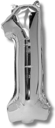 Folieballon cijfer 1 40 cm – Zilver