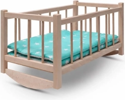 Baby Mix houten wiegje voor poppen met beddengoed