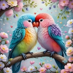 Diamantmozaïek - Kleurrijke Vogels