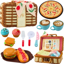 Picknickmand voor kinderen 33-delig – gevlochten mand, eten en accessoires