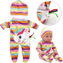 Woopie koninklijke set poppenkleren eenhoorn – romper en muts 43–46 cm