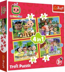 Puzzel 4v1 Cocomelon, Maak kennis met helden Trefl
