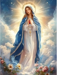 Diamond painting Heilige Maria in de wolken 30 × 40 cm