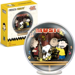 Puremind houten 3D-model SNOOPY PEANUTS in bol – nachtelijk concert DIY-puzzel