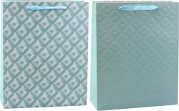 Cadeautas met embossing blauw-turkoois 32 x 26 x 10 cm
