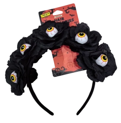 Halloween-haarband met zwarte rozen en oogbollen