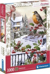 Puzzel CLEMENTONI Kerstcollectie Vogeltje met Hulst 1000 Stukjes