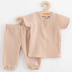 Baby muslin set T-shirt en broek New Baby beige 86 (12–18 maanden)
