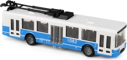 Blauwe trolleybus van het openbaar vervoer met vliegwiel, 16 cm