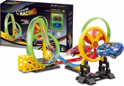 Racebaan voor kinderen met bewegende ring en 2 LED-auto’s met 3 loops