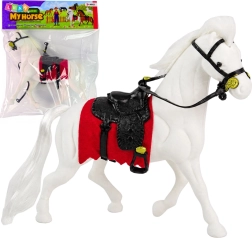 Beeldje van een wit paard met zadel – boerderij