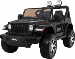 Elektrische kinderauto JEEP Wrangler Rubicon 12V, zwart, met afstandsbediening, MP3-radio en EVA-wielen