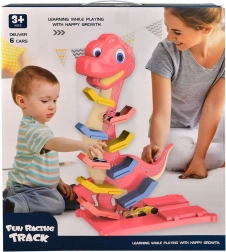 Meerlagige dinosaurus-racebaan met autootjes